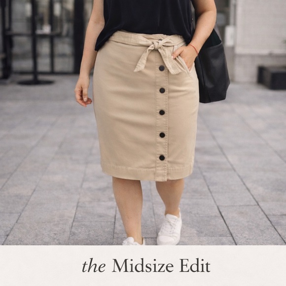 Ann Taylor Dresses & Skirts - Ann Taylor Petite Khaki Button Front Skirt